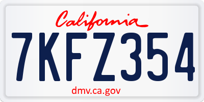 CA license plate 7KFZ354