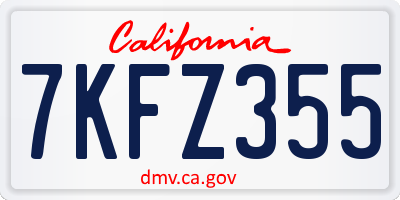 CA license plate 7KFZ355