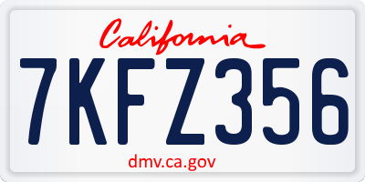 CA license plate 7KFZ356