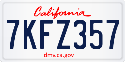 CA license plate 7KFZ357