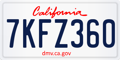 CA license plate 7KFZ360