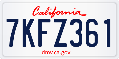 CA license plate 7KFZ361