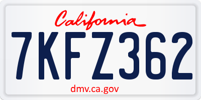 CA license plate 7KFZ362
