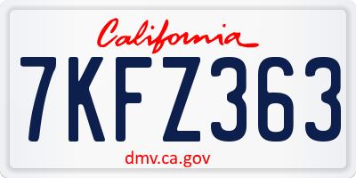 CA license plate 7KFZ363