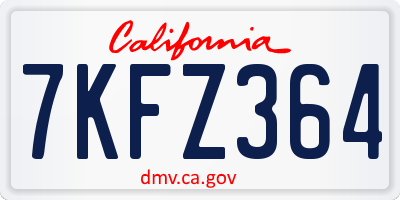 CA license plate 7KFZ364