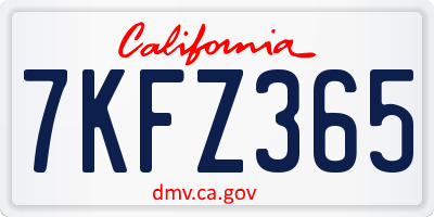 CA license plate 7KFZ365