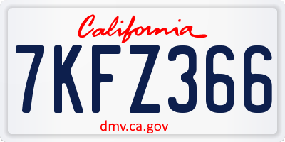 CA license plate 7KFZ366