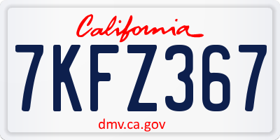 CA license plate 7KFZ367
