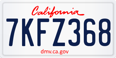 CA license plate 7KFZ368