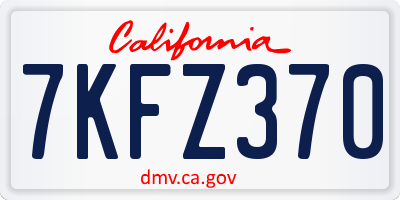 CA license plate 7KFZ370