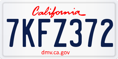 CA license plate 7KFZ372