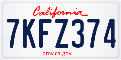 CA license plate 7KFZ374