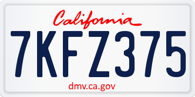 CA license plate 7KFZ375