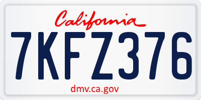 CA license plate 7KFZ376