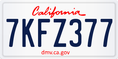 CA license plate 7KFZ377