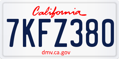 CA license plate 7KFZ380