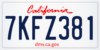 CA license plate 7KFZ381