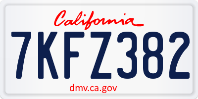 CA license plate 7KFZ382