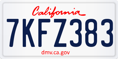 CA license plate 7KFZ383