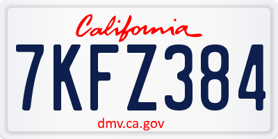 CA license plate 7KFZ384