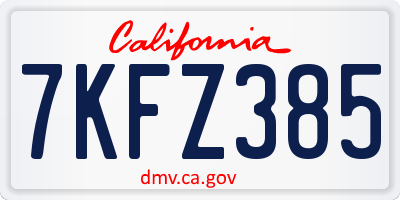 CA license plate 7KFZ385