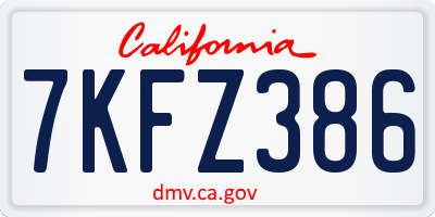CA license plate 7KFZ386