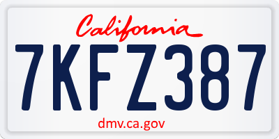 CA license plate 7KFZ387