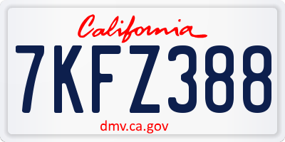 CA license plate 7KFZ388