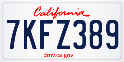 CA license plate 7KFZ389