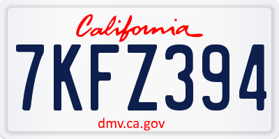 CA license plate 7KFZ394