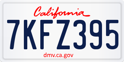 CA license plate 7KFZ395