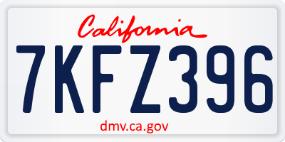 CA license plate 7KFZ396