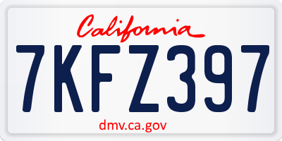 CA license plate 7KFZ397