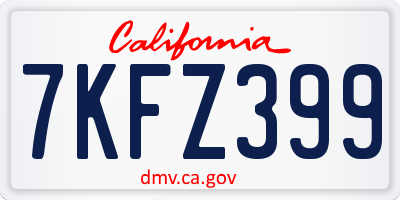 CA license plate 7KFZ399