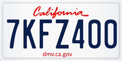 CA license plate 7KFZ400