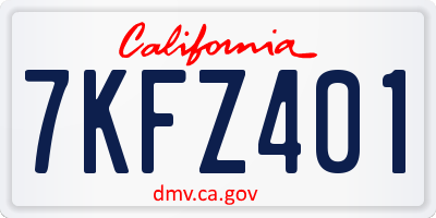 CA license plate 7KFZ401