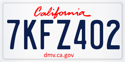 CA license plate 7KFZ402