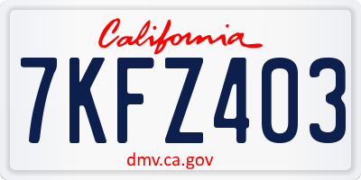 CA license plate 7KFZ403