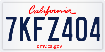 CA license plate 7KFZ404