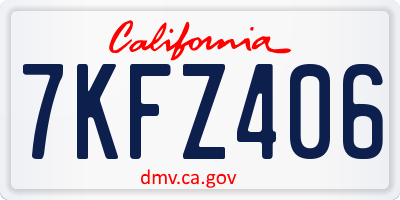 CA license plate 7KFZ406