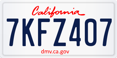 CA license plate 7KFZ407