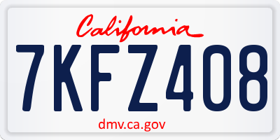 CA license plate 7KFZ408