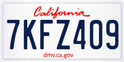 CA license plate 7KFZ409