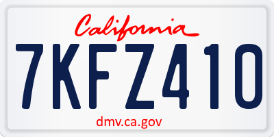CA license plate 7KFZ410