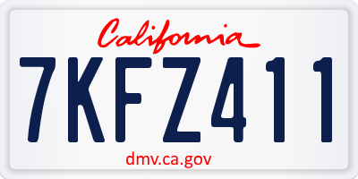 CA license plate 7KFZ411
