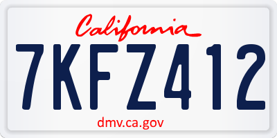 CA license plate 7KFZ412