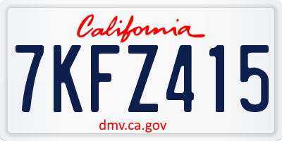 CA license plate 7KFZ415