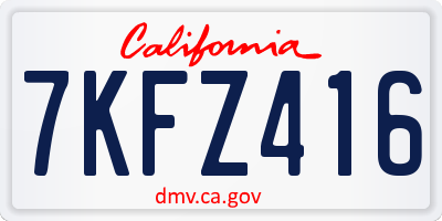 CA license plate 7KFZ416