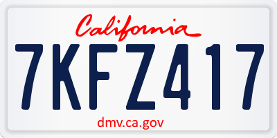 CA license plate 7KFZ417