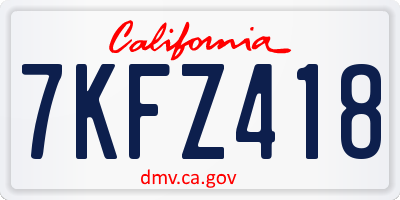 CA license plate 7KFZ418